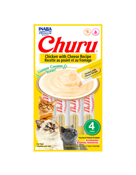 CHURU GATO ADULTO TUBITOS CREAMY RECETA POLLO Y QUESO 56GRS