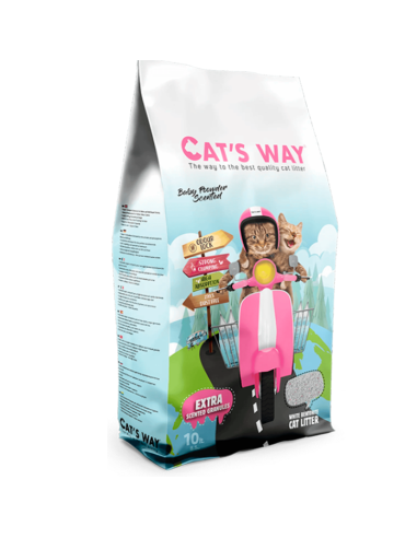 10Lts, arena Cats Way aglomerante Talco de bebé