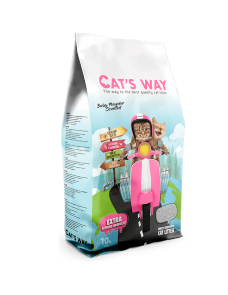10Lts, arena Cats Way aglomerante Talco de bebé
