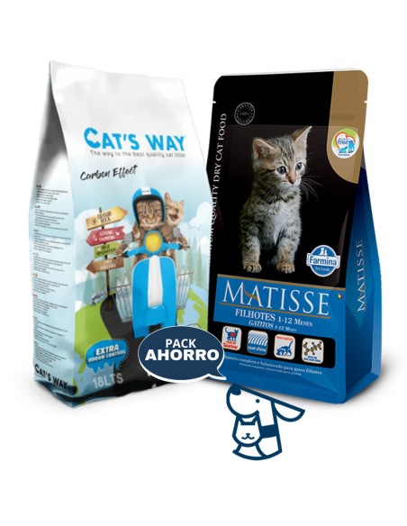7.5kg GATITO KITTEN GATO MATISSE + 15.3KG ARENA CATSWAY