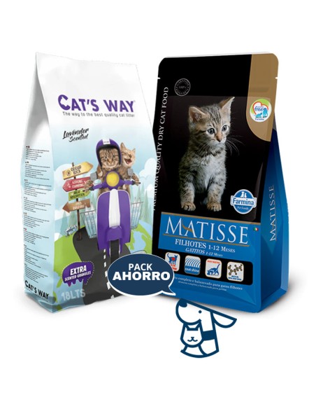 7.5kg GATITO KITTEN GATO MATISSE + 15.3KG ARENA CATSWAY