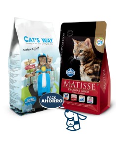 7.5kg gato adulto pollo y arroz Matisse + 15.3kg Arena Catsway