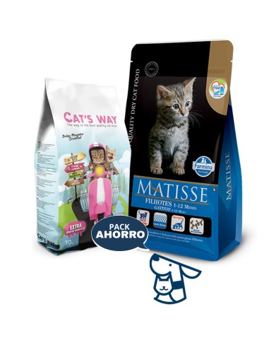 7.5kg GATIITO KITTEN GATO MATISSE +8.5KG ARENA CATSWAY