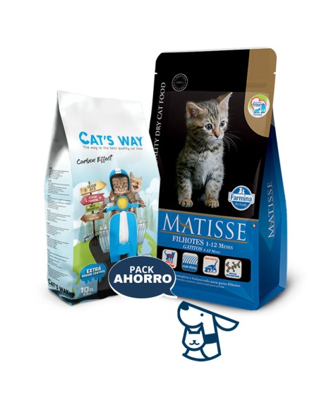 7.5kg GATIITO KITTEN GATO MATISSE +8.5KG ARENA CATSWAY