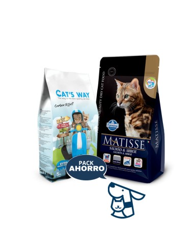 2KG GATO ADULTO SALMON Y ARROZ MATISSE + 4.25kg ARENA CATSWAY