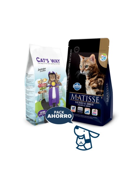2KG GATO ADULTO SALMON Y ARROZ MATISSE + 4.25kg ARENA CATSWAY