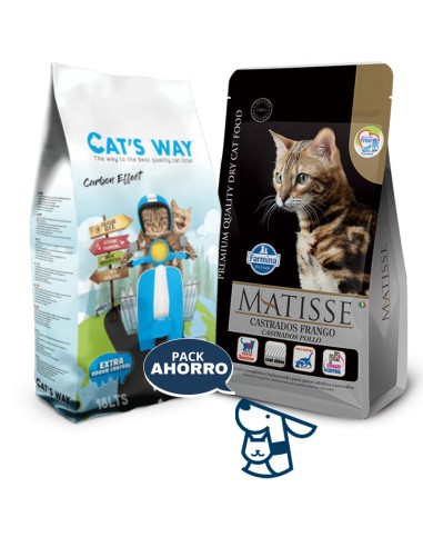 7.5KG GATO ADULTO POLLO CASTRADO MATISSE + 15.3KG ARENA AGLOMERANTE