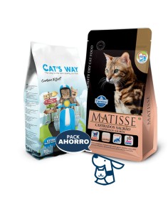 7.5kg GATO ADULTO CASTRADO SALMON MATISSE +8.5KG ARENA CATSWAY 2