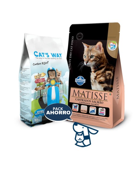 7.5kg GATO ADULTO CASTRADO SALMON MATISSE +8.5KG ARENA CATSWAY