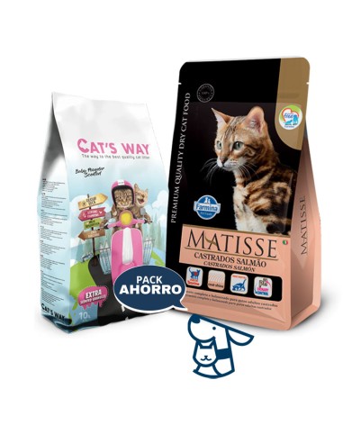 7.5kg GATO ADULTO CASTRADO SALMON MATISSE +8.5KG ARENA CATSWAY