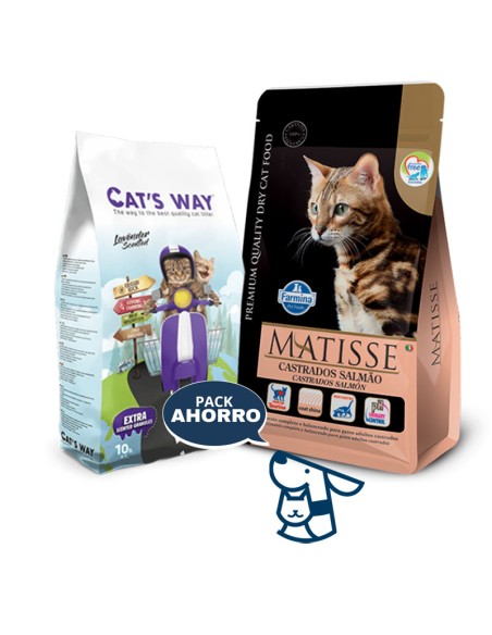 7.5kg GATO ADULTO CASTRADO SALMON MATISSE +8.5KG ARENA CATSWAY