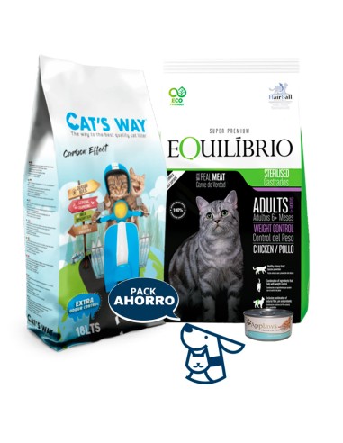 7,5 KG GATO ADULTO CASTRADO EQUILIBRIO + 15,3KG CATSWAY