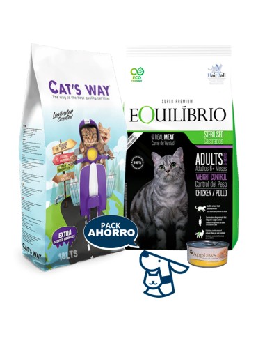 7,5 KG GATO ADULTO CASTRADO EQUILIBRIO + 15,3KG CATSWAY