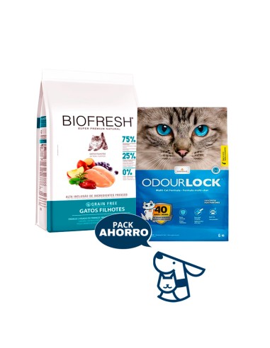 1,5 KG GATITO KITTEN GATO BIOFRESH POLLO+ 6 KG ARENA ODOURLOCK