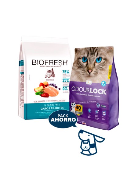 1,5 KG GATITO KITTEN GATO BIOFRESH POLLO+ 6 KG ARENA ODOURLOCK