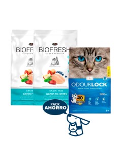 3 KG GATITO KITTEN GATO BIOFRESH POLLO + 6KG ARENA ODOURLOCK