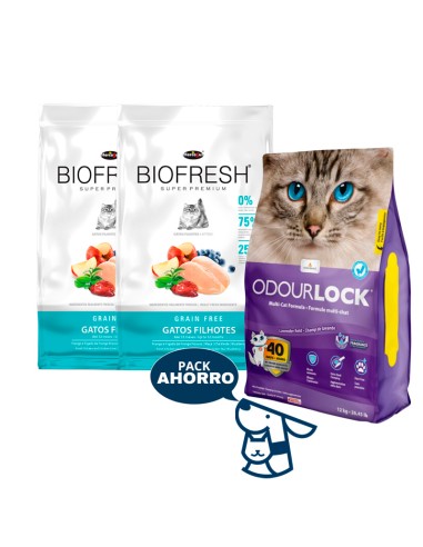 3KG GATITO KITTEN GATO BIOFRESH POLLO+ 12 KG ARENA ODOURLOCK