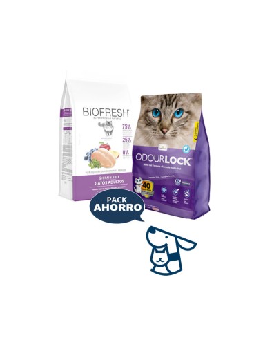 1.5KG GATO ADULTO BIOFRESH POLLO+ 6KG ARENA ODOURLOCK