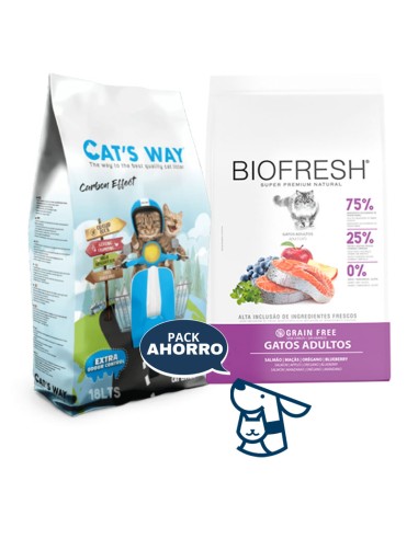 7.5KG GATO ADULTO BIOFRESH SALMON + 15.3KG ARENA CATSWAY