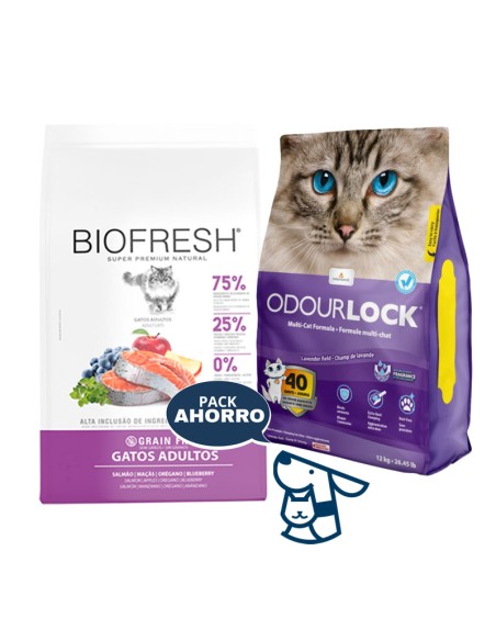 7.5kg GATO ADULTO BIOFRESH SALMON +12KG ARENA ODOURLOCK
