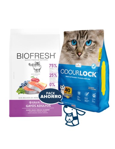 7.5kg GATO ADULTO BIOFRESH SALMON +12KG ARENA ODOURLOCK