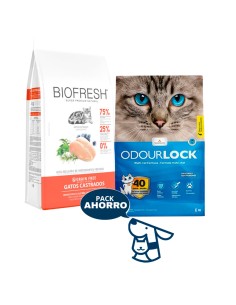 1.5KG GATO ADULTO CASTRADO BIOFRESH POLLO + 6 KG ODOURLOCK