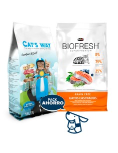 7,5 KG GATO CASTRADO BIOFRESH SALMON + 15,3KG CATSWAY