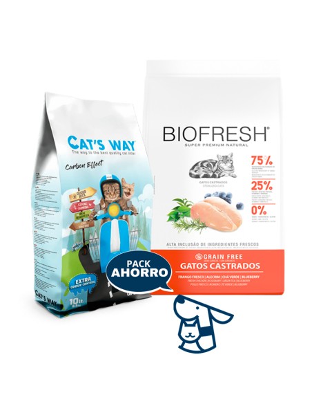 7.5KG GATO CASTRADO BIOFRESH POLLO + 8,5 KG CATSWAY