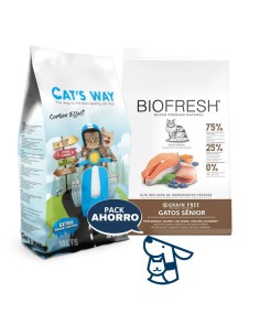 7.5kg gato senior biofresh salmon + 15.3kg arena catsway 2