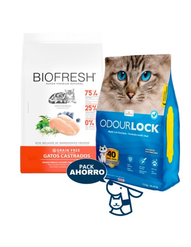 7.5KG GATO ADULTO CASTRADO BIOFRESH POLLO + 12 KG ODOURLOCK