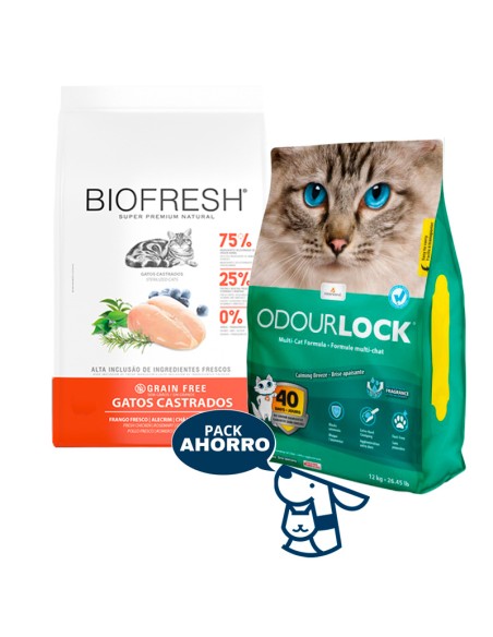 7.5KG GATO ADULTO CASTRADO BIOFRESH POLLO + 12 KG ODOURLOCK