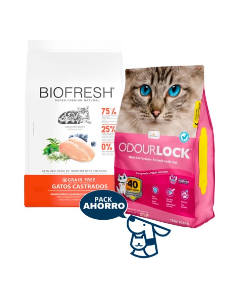 7.5KG GATO ADULTO CASTRADO BIOFRESH POLLO + 12 KG ODOURLOCK