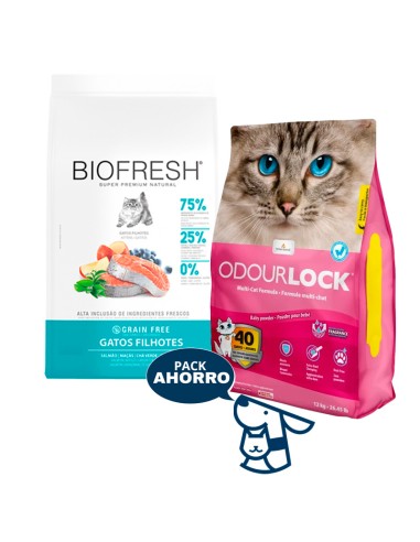 7,5 KG GATITO KITTEN GATO BIOFRESH SALMON + 12KG ODOURLOCK