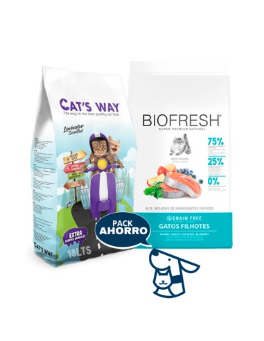7,5 KG GATITO KITTEN GATO BIOFRESH SALMON + 15,3KG CATSWAY
