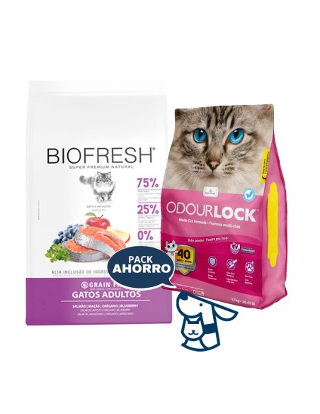 7.5kg GATO ADULTO BIOFRESH SALMON +12KG ARENA ODOURLOCK