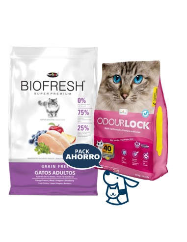 7.5kggato adulto biofresh pollo +12kg arena odourlock