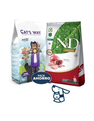 7.5KG GATITO KITTEN GATO NYD PRIME + 8.5KG ARENA CATSWAY