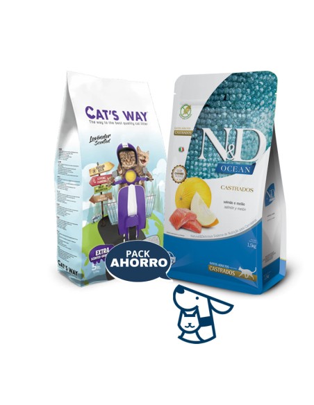 1.5kg gato castrado nyd ocean + 4.25kg arena catsway