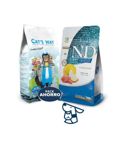 1.5kg gato castrado nyd ocean + 4.25kg arena catsway
