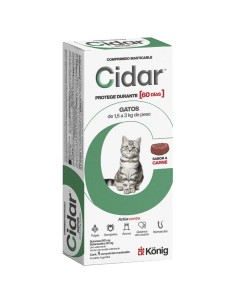 Pastilla Gato peso1.5 a 3kg Interna Externa Antipulgas Cidar