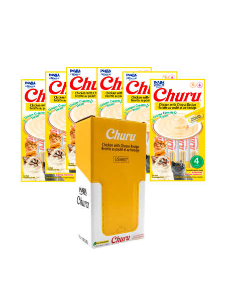 Caja Snacks Para Gatos Churu 336g (24 un) Pollo y Queso