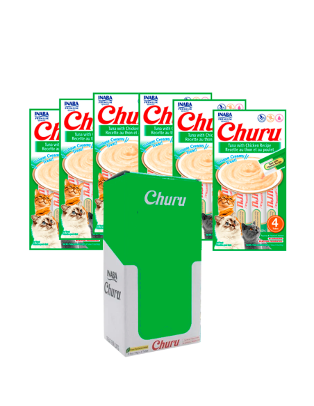 caja Snacks Para Gatos Churu 336g (24 un) atun y pollo