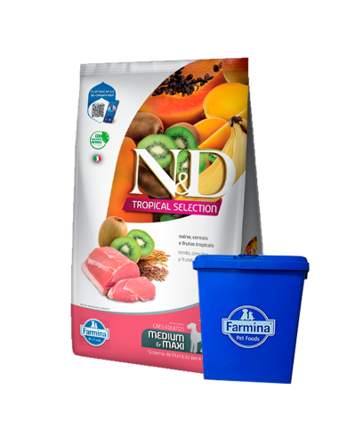 10kg+2kg perro adulto Mediano y Maxi cerdo NYD TROPICAL