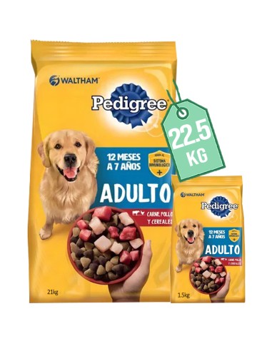 21kg+1.5KG perro ADULTO CARNE, POLLO, CEREALES PEDIGREE