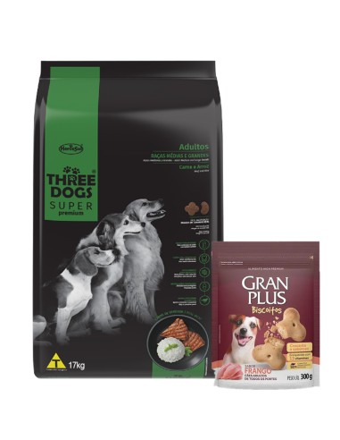 17KG perro ADULTO Raza MEDIANA Y GRANDE THREE DOGS