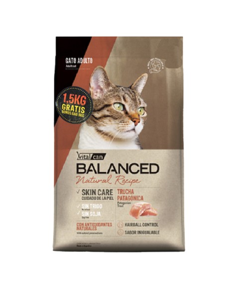 7.5kg +1.5kg Gato Adulto Trucha Patagonica Natural Recipe balanced