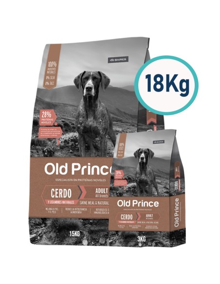 Old Prince Perro Adulto Cerdo 15 kg + 3 kg