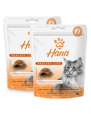 2 UNID SNACK HANA CONTROL BOLA DE PELOS 60g C/U