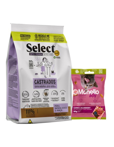 select gato adulto castrado pavo, papa dulce y manzana 1.5kg