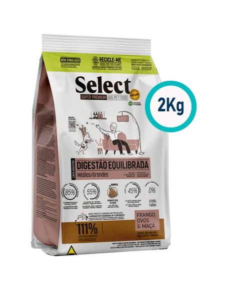 SELECT PERRO ADULTO RAZA MEDIANA Y GRANDE POLLO, HUEVO Y MANZANA 2KG